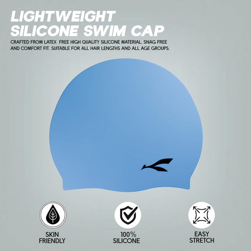 KONEX Bubble Designed Waterproof Silicone Premium Swimming Cap for Men & Women | Stretchable & Quick-Dry | Prevents Hair Pull & Chemical Damage | Ideal for Children & Adults (Blue) - Image 2